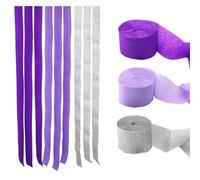 3-6pcs 4.5cm x 2200cm Rainbow Crepe Paper roll Streamers, Bithday New Year Graduation Anniversary House Street Home Party Decorations (3pcs Purple Silver)