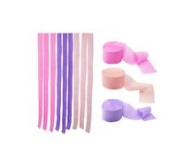 3-6pcs 4.5cm x 2200cm Rainbow Crepe Paper roll Streamers, Bithday new Year Graduation Anniversary House Street Home Party Decorations (3pcs Pink Lavender)
