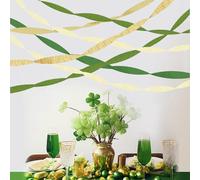 3-6pcs 4.5cm x 2200cm Rainbow Crepe Paper roll Streamers, Bithday New Year Graduation Anniversary House Street Home Party Decorations (5pcs Sage Green and Gold)