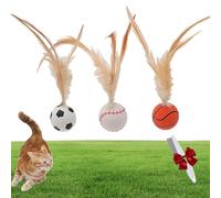 3/6pcs Feather Ball Cat Toy, Interactive Feather Ball Toy Set for Cats, Bouncy Tails Cat Toys for Indoor Cats, Cat Exrecise Balls for Training Chasing Hunting and Exercise (3pcs)