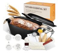 3.6QT Oval Dutch Oven for Bread Baking, Pre-Seasoned Sourdough Baking Supplies Kit, Cast Iron Dutch Oven with Lid for Homemade Bread, Sourdough Bread Pan