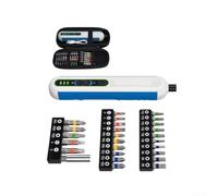 3.6V Cordless Electric Ratchet Screwdriver Set 28PCS Bits Kit | Reversible Power Drill Push-to-Start Driver for Household Repair Maintenance Lights Blue(white)