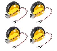 3-6V Dual Shaft Geared DC Motor Kit for Educational Robotics and RC Vehicle Projects with Pre-Wired Motors and Wheels (Wheel-Welding wire)