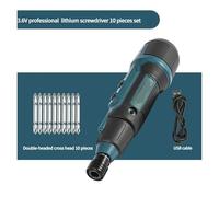 3.6V Electric Screwdriver with Flashlight Lighting Mini Disassembly Screw Small Batch Lithium Battery Portable Lightweight(Type A 10 PCS Set)