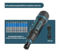 3.6V Electric Screwdriver with Flashlight Lighting Mini Disassembly Screw Small Batch Lithium Battery Portable Lightweight(Type A 12PCS Bit)