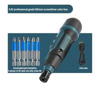 3.6V Electric Screwdriver with Flashlight Lighting Mini Disassembly Screw Small Batch Lithium Battery Portable Lightweight(Type A 6PCS Bit)
