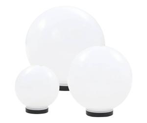 3/6x Piece LED Bowl Lamp Set Spherical 20/30/40cm PMMA Garden Lights vidaXL
