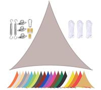 3.6x3.6m Triangular Sun Sail - Waterproof UV Protect 90% - Outdoor Canopy for Balcony Patio Garden Beach Pool - Khaki e for Slish Sun Shelter