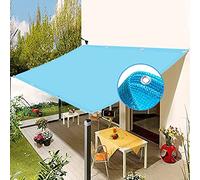 3.6x3.8m - Sun Shade Canopy with Grommets & Ropes for Patio Balcony Garden - Sky Blue Wind Protection & UV Blocker Outdoor Awning