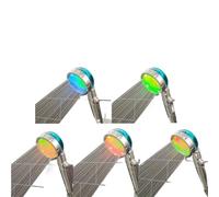 3/7 Colors Changes Led Shower Head with Propeller Stop Button Turbocharging High Pressure Showerhead Temperature Display Shower(1.5M Black Hose)