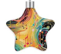 3.7 Inch Star Christmas Ornament Reusable Plastic Hanging Decor with Rope, Hanging Decorative Ball, Abstract Music Themed Ornaments for Xmas Tree, New Year Party Decor