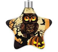 3.7 Inch Star Christmas Ornament Reusable Plastic Hanging Decor with Rope, Hanging Decorative Ball, Black Tree Owl Pumpkin Head Ornaments for Xmas Tree, New Year Party Decor