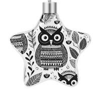 3.7 Inch Star Christmas Ornament Reusable Plastic Hanging Decor with Rope, Hanging Decorative Ball, Black and White Owl Ornaments for Xmas Tree, New Year Party Decor