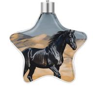 3.7 Inch Star Christmas Ornament Reusable Plastic Hanging Decor with Rope, Hanging Decorative Ball, Black Arabian Horse Ornaments for Xmas Tree, New Year Party Decor