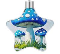 3.7 Inch Star Christmas Ornament Reusable Plastic Hanging Decor with Rope, Hanging Decorative Ball, Cartoon Blue Mushroom Ornaments for Xmas Tree, New Year Party Decor