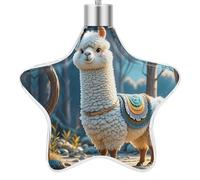 3.7 Inch Star Christmas Ornament Reusable Plastic Hanging Decor with Rope, Hanging Decorative Ball, Cartoon Alpaca Cute Animal Ornaments for Xmas Tree, New Year Party Decor