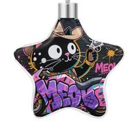 3.7 Inch Star Christmas Ornament Reusable Plastic Hanging Decor with Rope, Hanging Decorative Ball, Cartoon Cat Riding Motorcycle Ornaments for Xmas Tree, New Year Party Decor