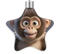 3.7 Inch Star Christmas Ornament Reusable Plastic Hanging Decor with Rope, Hanging Decorative Ball, Cartoon Brown Monkey Ornaments for Xmas Tree, New Year Party Decor