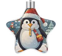 3.7 Inch Star Christmas Ornament Reusable Plastic Hanging Decor with Rope, Hanging Decorative Ball, Christmas Funny Penguin Ornaments for Xmas Tree, New Year Party Decor