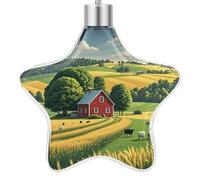 3.7 Inch Star Christmas Ornament Reusable Plastic Hanging Decor with Rope, Hanging Decorative Ball, Country Farm Ornaments for Xmas Tree, New Year Party Decor