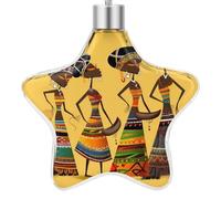 3.7 Inch Star Christmas Ornament Reusable Plastic Hanging Decor with Rope, Hanging Decorative Ball, Creative African Culture Ornaments for Xmas Tree, New Year Party Decor