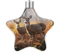 3.7 Inch Star Christmas Ornament Reusable Plastic Hanging Decor with Rope, Hanging Decorative Ball, Cute Deers Ornaments for Xmas Tree, New Year Party Decor