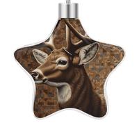 3.7 Inch Star Christmas Ornament Reusable Plastic Hanging Decor with Rope, Hanging Decorative Ball, Deer on Brown Background Ornaments for Xmas Tree, New Year Party Decor