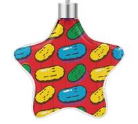 3.7 Inch Star Christmas Ornament Reusable Plastic Hanging Decor with Rope, Hanging Decorative Ball, Dill Pickles Print Ornaments for Xmas Tree, New Year Party Decor