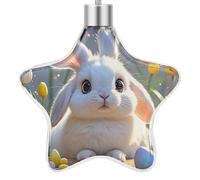 3.7 Inch Star Christmas Ornament Reusable Plastic Hanging Decor with Rope, Hanging Decorative Ball, Easter Bunny Ornaments for Xmas Tree, New Year Party Decor