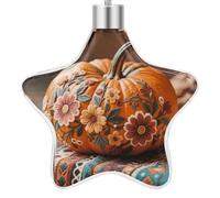 3.7 Inch Star Christmas Ornament Reusable Plastic Hanging Decor with Rope, Hanging Decorative Ball, Fall Pumpkin Ethic Boho Floral Ornaments for Xmas Tree, New Year Party Decor