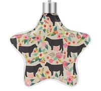 3.7 Inch Star Christmas Ornament Reusable Plastic Hanging Decor with Rope, Hanging Decorative Ball, Flower Show Steer Cows Cattle Ornaments for Xmas Tree, New Year Party Decor