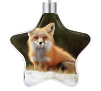 3.7 Inch Star Christmas Ornament Reusable Plastic Hanging Decor with Rope, Hanging Decorative Ball, Funny Fox Ornaments for Xmas Tree, New Year Party Decor