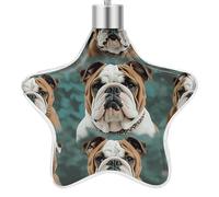 3.7 Inch Star Christmas Ornament Reusable Plastic Hanging Decor with Rope, Hanging Decorative Ball, Funny English Bulldog Ornaments for Xmas Tree, New Year Party Decor