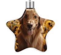 3.7 Inch Star Christmas Ornament Reusable Plastic Hanging Decor with Rope, Hanging Decorative Ball, Golden Retriever Sunflower Ornaments for Xmas Tree, New Year Party Decor