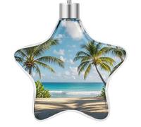 3.7 Inch Star Christmas Ornament Reusable Plastic Hanging Decor with Rope, Hanging Decorative Ball, Green Palm Trees Ocean Ornaments for Xmas Tree, New Year Party Decor