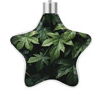 3.7 Inch Star Christmas Ornament Reusable Plastic Hanging Decor with Rope, Hanging Decorative Ball, Green Leaves Pattern Ornaments for Xmas Tree, New Year Party Decor