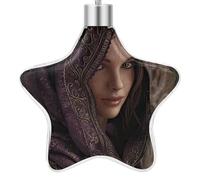 3.7 Inch Star Christmas Ornament Reusable Plastic Hanging Decor with Rope, Hanging Decorative Ball, Hooded Woman Image Ornaments for Xmas Tree, New Year Party Decor