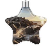 3.7 Inch Star Christmas Ornament Reusable Plastic Hanging Decor with Rope, Hanging Decorative Ball, Lighthouse Rocks Seaside Ornaments for Xmas Tree, New Year Party Decor