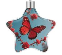 3.7 Inch Star Christmas Ornament Reusable Plastic Hanging Decor with Rope, Hanging Decorative Ball, Lover's Red Butterfly Ornaments for Xmas Tree, New Year Party Decor