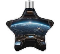 3.7 Inch Star Christmas Ornament Reusable Plastic Hanging Decor with Rope, Hanging Decorative Ball, Outer Space Views from The Spaceship Ornaments for Xmas Tree, New Year Party Decor