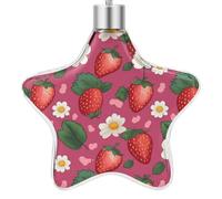 3.7 Inch Star Christmas Ornament Reusable Plastic Hanging Decor with Rope, Hanging Decorative Ball, Pink Strawberry Ornaments for Xmas Tree, New Year Party Decor