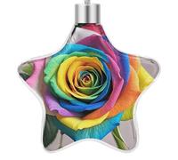 3.7 Inch Star Christmas Ornament Reusable Plastic Hanging Decor with Rope, Hanging Decorative Ball, Rainbow Rose Ornaments for Xmas Tree, New Year Party Decor