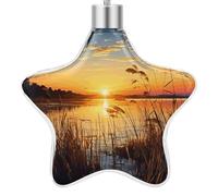 3.7 Inch Star Christmas Ornament Reusable Plastic Hanging Decor with Rope, Hanging Decorative Ball, Reeds by The River Ornaments for Xmas Tree, New Year Party Decor