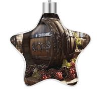 3.7 Inch Star Christmas Ornament Reusable Plastic Hanging Decor with Rope, Hanging Decorative Ball, Red Wine Barrel Ornaments for Xmas Tree, New Year Party Decor