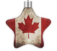 3.7 Inch Star Christmas Ornament Reusable Plastic Hanging Decor with Rope, Hanging Decorative Ball, Retro Canada Flag Ornaments for Xmas Tree, New Year Party Decor