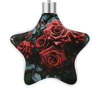 3.7 Inch Star Christmas Ornament Reusable Plastic Hanging Decor with Rope, Hanging Decorative Ball, Red and Black Rose Ornaments for Xmas Tree, New Year Party Decor