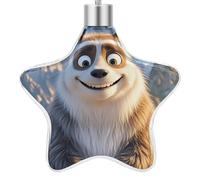 3.7 Inch Star Christmas Ornament Reusable Plastic Hanging Decor with Rope, Hanging Decorative Ball, Smiling Animal Ornaments for Xmas Tree, New Year Party Decor