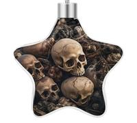 3.7 Inch Star Christmas Ornament Reusable Plastic Hanging Decor with Rope, Hanging Decorative Ball, Some Skull Shapes Ornaments for Xmas Tree, New Year Party Decor
