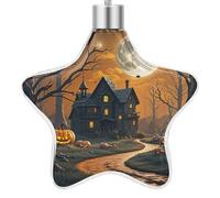 3.7 Inch Star Christmas Ornament Reusable Plastic Hanging Decor with Rope, Hanging Decorative Ball, Spooky Halloween Ornaments for Xmas Tree, New Year Party Decor