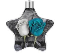 3.7 Inch Star Christmas Ornament Reusable Plastic Hanging Decor with Rope, Hanging Decorative Ball, Teal Gray Rose Ornaments for Xmas Tree, New Year Party Decor